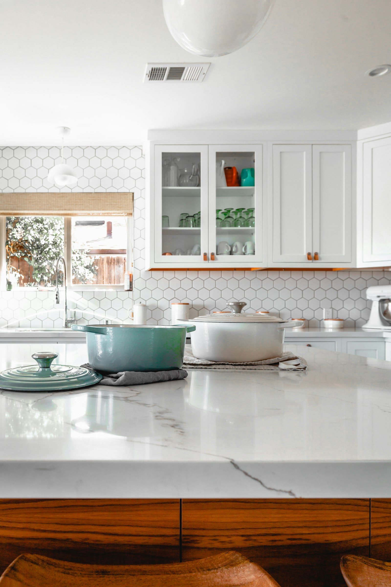 Modern kitchen with covered appliances